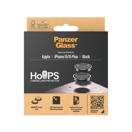 PanzerGlass Hoops Lens Protector iPhone 15/15 Plus - Black