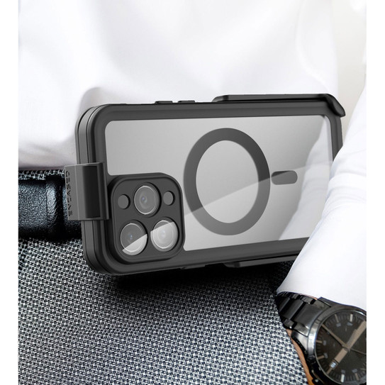 Encased Waterproof Case iPhone 15 Pro Max with Belt Clip Holster - Clear