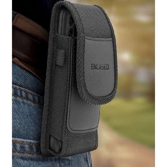 Encased Falcon MagSafe Case iPhone 15 Pro Max with Belt Clip Pouch - Black