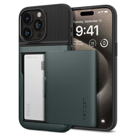 Spigen Slim Armor CS Case iPhone 15 Pro Max - Abyss Green