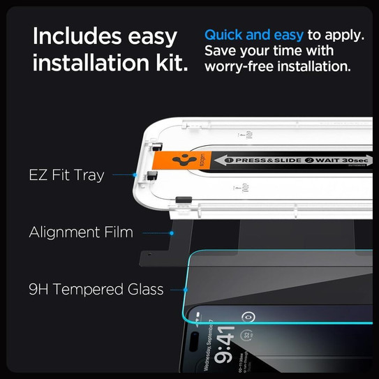 Spigen GLAS.tR EZ Fit 2PCS Screen Protector iPhone 15 Pro Max - Clear