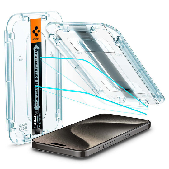 Spigen GLAS.tR EZ Fit 2PCS Screen Protector iPhone 15 Pro Max - Clear