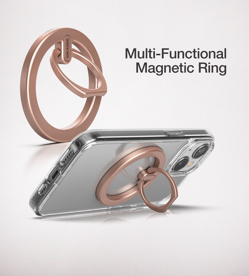 Encased Magsafe Clear Case iPhone 15 with MagSafe Gold Ring - Clear