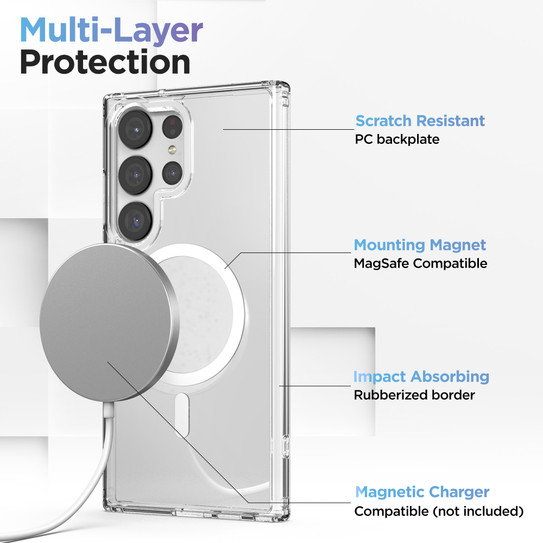 Encased Clear MagSafe Case Samsung Galaxy S24 Ultra with Portable MagSafe Charger - Clear