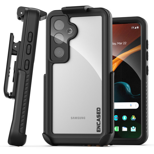 Encased Waterproof Case Samsung Galaxy S24+ Plus with Belt Clip Holster - Black Encased Waterproof Case Samsung Galaxy S24+ Plus with Belt Clip Holster - Black
