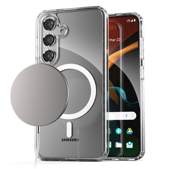 Encased Clear MagSafe Case Samsung Galaxy S24+ Plus with Portable MagSafe Charger - Clear