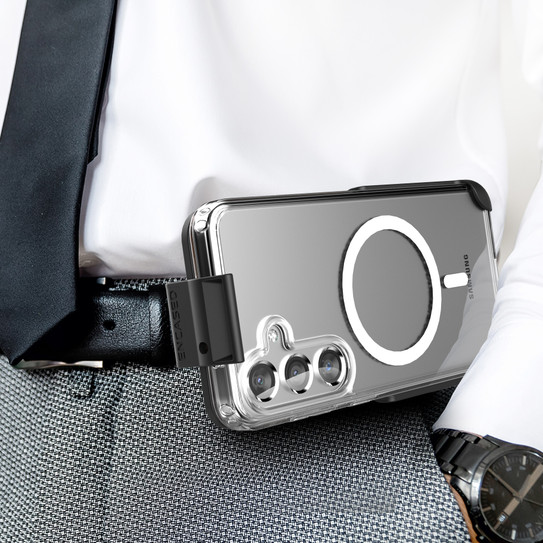 Encased Clear MagSafe Case Samsung Galaxy S24+ Plus with Belt Clip Holster - Clear