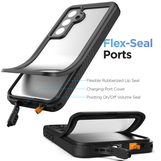 Encased Waterproof Case Samsung Galaxy S24 with Belt Clip Holster - Black