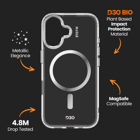 EFM Volta D3O BIO Case Armour iPhone 16 - Clear