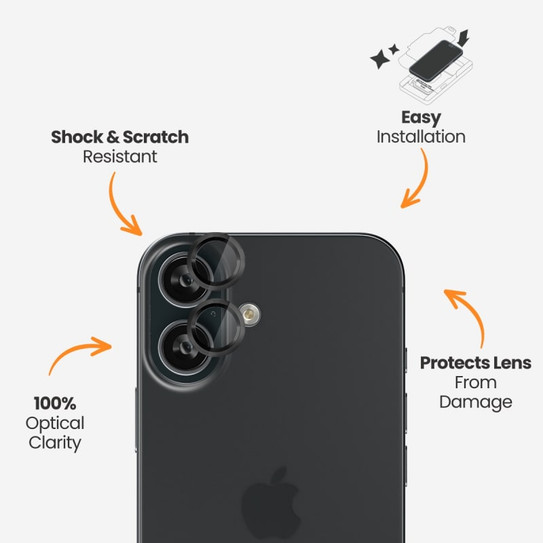 EFM Camera Lens Armour iPhone 16/16 Plus - Carbon