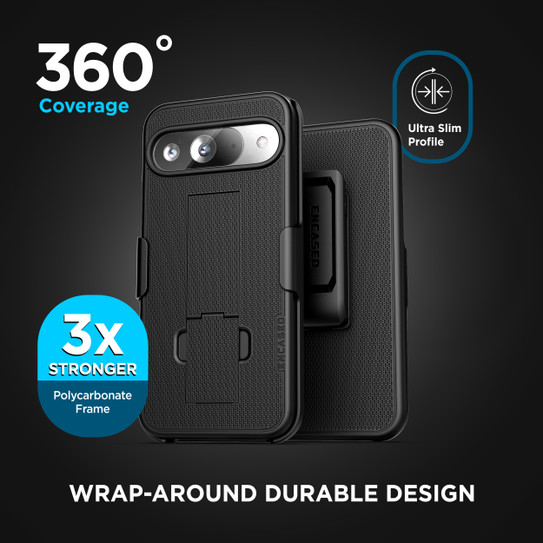 Encased Duraclip Case Google Pixel 9/9 Pro with Belt Clip Holster - Black