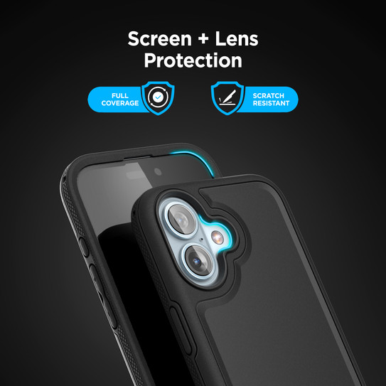 Encased Rebel MagSafe Case iPhone 16 Plus with Belt Clip Holster - Black