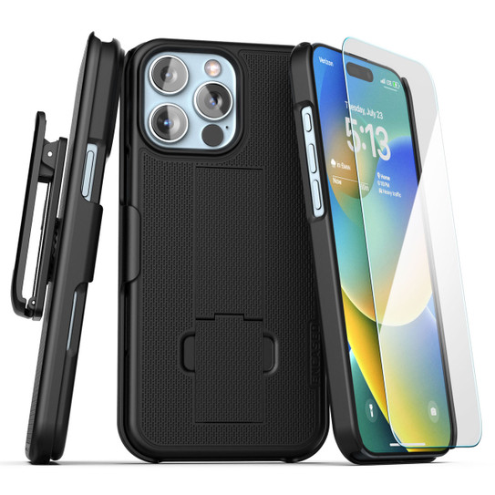 Encased Duraclip Case iPhone 16 Pro with Tempered Glass - Black
