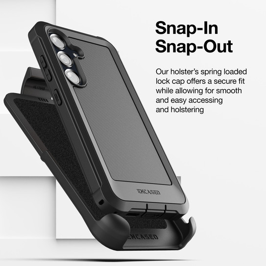 Encased Falcon Case Samsung Galaxy A35 5G with Belt Clip Holster & UHD Screen Protector - Black