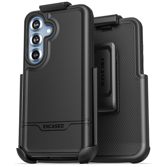 Encased Rebel Case Samsung Galaxy S25 with Belt Clip Holster - Black
