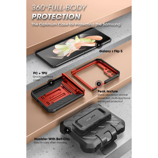 Supcase UB Pro Rugged Case Samsung Galaxy Z Flip5 - Metalic Red