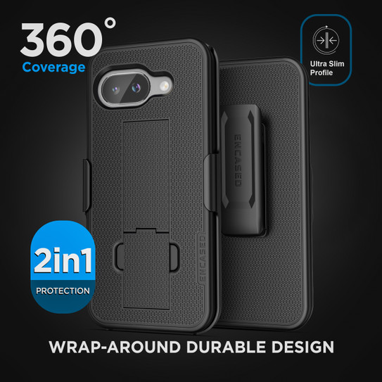 Encased Duraclip Case with Belt Clip Holster Google Pixel 9a - Black