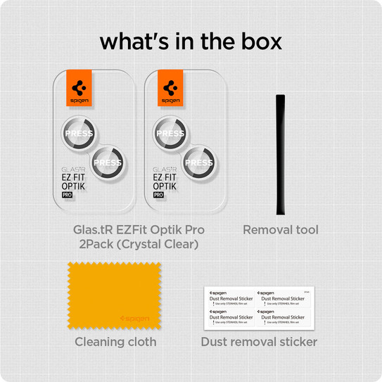 Spigen GLAS.tR EZ Fit Optik Pro 2PCS Camera Lens Protector iPhone 15/ 15 Plus/ 14/ 14 Plus  - Clear Spigen GLAS.tR EZ Fit Optik Pro 2PCS Camera Lens Protector iPhone 15/ 15 Plus/ 14/ 14 Plus  - Clear