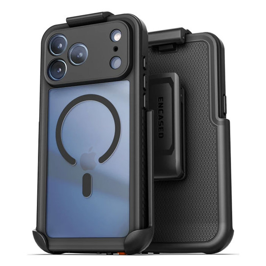 Encased Titan Waterproof  Case iPhone 17 Pro Max with Belt Clip Holster - Black Encased Titan Waterproof  Case iPhone 17 Pro Max with Belt Clip Holster - Black