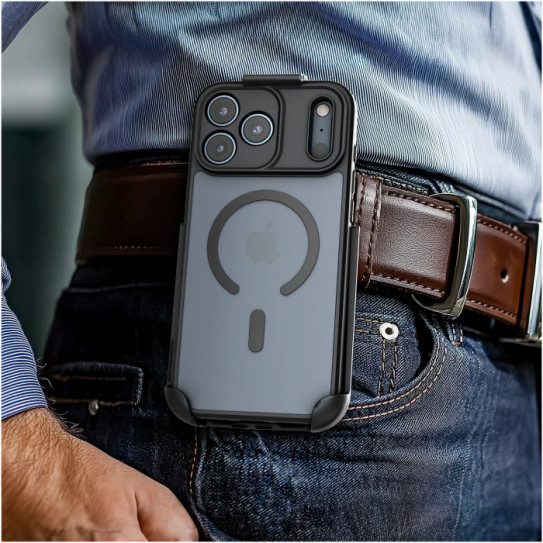 Encased Frosted SlimShield Case iPhone 17 Pro Max with Belt Clip Holster - Black