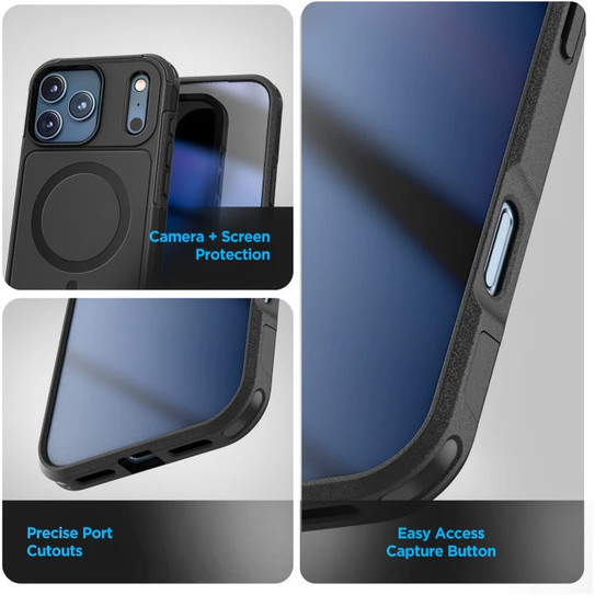 Encased Rebel Case iPhone 17 Pro Max with Belt Clip Holster - Black Encased Rebel Case iPhone 17 Pro Max with Belt Clip Holster - Black