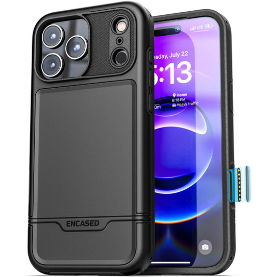 Encased Rebel Case iPhone 17 Pro Max with Belt Clip Holster - Black Encased Rebel Case iPhone 17 Pro Max with Belt Clip Holster - Black