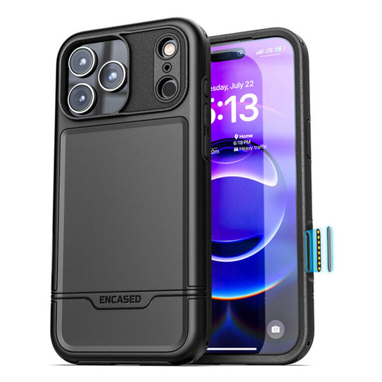 Encased Rebel Case iPhone 17 Pro Max with Belt Clip Holster - Black