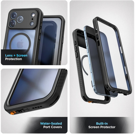 Encased Titan Waterproof  Case iPhone 17 Pro with Belt Clip Holster - Black Encased Titan Waterproof  Case iPhone 17 Pro with Belt Clip Holster - Black