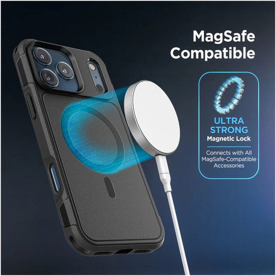 Encased Falcon Shield Case iPhone 17 Pro with Belt Clip Holster and Built-In PET Screen Protector - Black Encased Falcon Shield Case iPhone 17 Pro with Belt Clip Holster and Built-In PET Screen Protector - Black