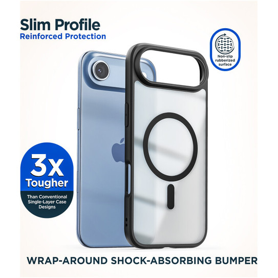 Encased Frosted SlimShield Case iPhone 17 Air with Belt Clip Holster - Black/Clear