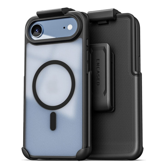 Encased Frosted SlimShield Case iPhone 17 Air with Belt Clip Holster - Black/Clear