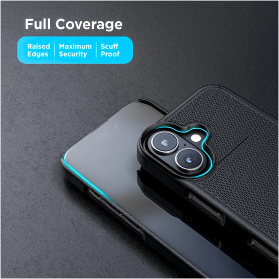Encased DuraClip Case iPhone 17 with Belt Clip Holster and Screen Protector - Black