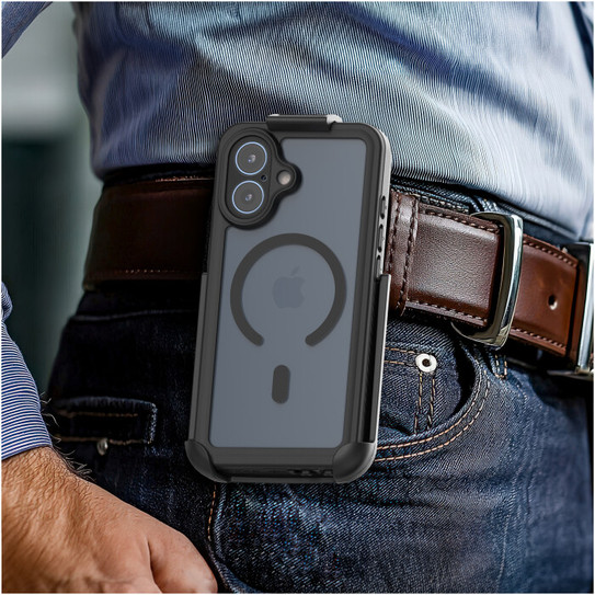 Encased Titan Waterproof Case iPhone 17 with Belt Clip Holster - Black/Clear Encased Titan Waterproof Case iPhone 17 with Belt Clip Holster - Black/Clear