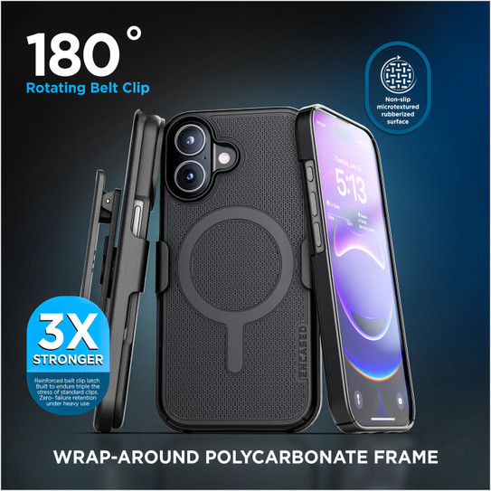 Encased Slimline Case iPhone 17 with Belt Clip Holster - Black