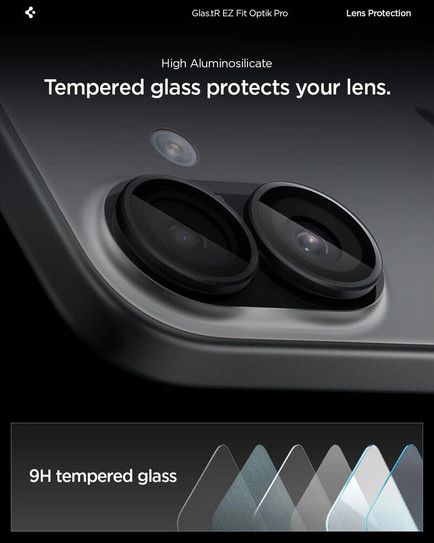 Spigen GLAS.tR EZ Fit Optik Pro 2PCS Glass Camera Lens Protector iPhone 17/16/16 Plus - Clear Spigen GLAS.tR EZ Fit Optik Pro 2PCS Glass Camera Lens Protector iPhone 17/16/16 Plus - Clear