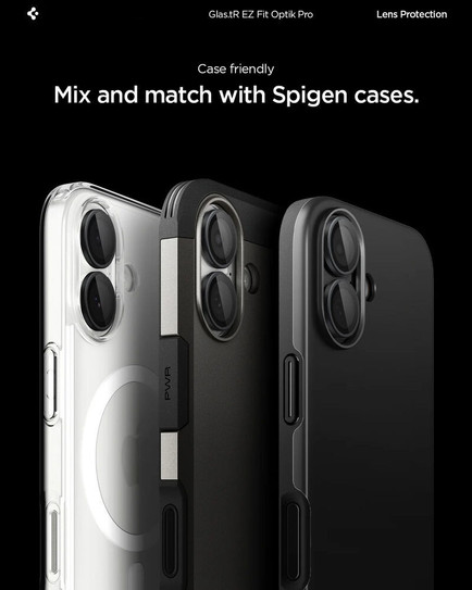 Spigen GLAS.tR EZ Fit Optik Pro 2PCS Glass Camera Lens Protector iPhone 17/16/16 Plus - Black Spigen GLAS.tR EZ Fit Optik Pro 2PCS Glass Camera Lens Protector iPhone 17/16/16 Plus - Black
