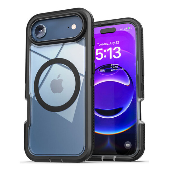 Encased Voyager Case iPhone 17 Air with Belt Clip Holster - Black/Clear