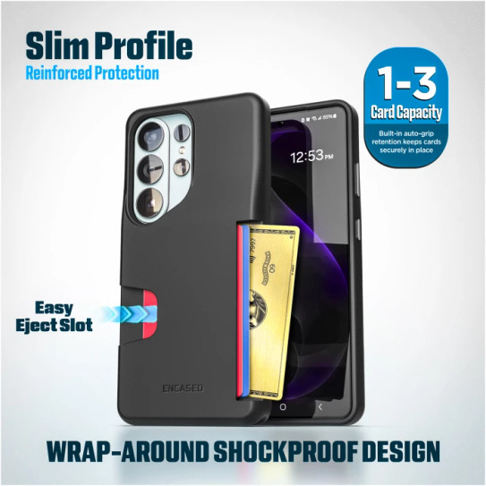Encased Ultra Cache Wallet Case Samsung Galaxy S26 Ultra with Belt Clip Holster - Black