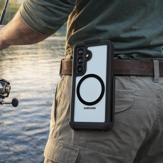 Encased Titan Waterproof Case Samsung Galaxy S26 with Belt Clip Holster - Clear/Black
