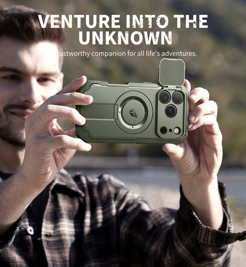 Dexnor Armor Shield MagSafe Case iPhone 17 Pro Max With Flip Camera Cover - Green