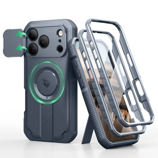 Dexnor Armor Shield MagSafe Case iPhone 17 Pro With Flip Camera Cover - Blue