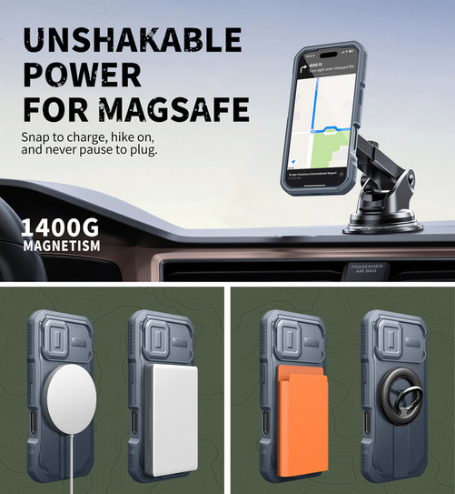 Dexnor Armor Shield MagSafe Case iPhone 17 With Flip Camera Cover - Blue