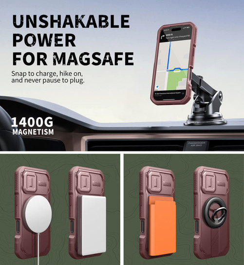 Dexnor Armor Shield MagSafe Case iPhone 17 With Flip Camera Cover - Red