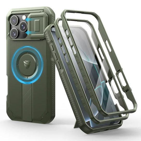 Dexnor Armor Shield MagSafe Case iPhone 16 Pro Max With Slide Camera Cover - Green