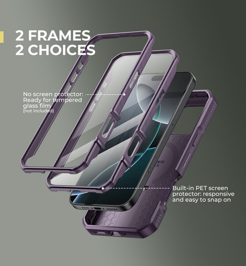 Dexnor Armor Shield MagSafe Case iPhone 16 Pro With Slide Camera Cover - Purple