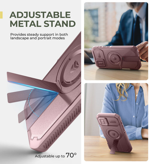 Dexnor Armor Shield MagSafe Case iPhone 16 Plus With Slide Camera Cover - Pink