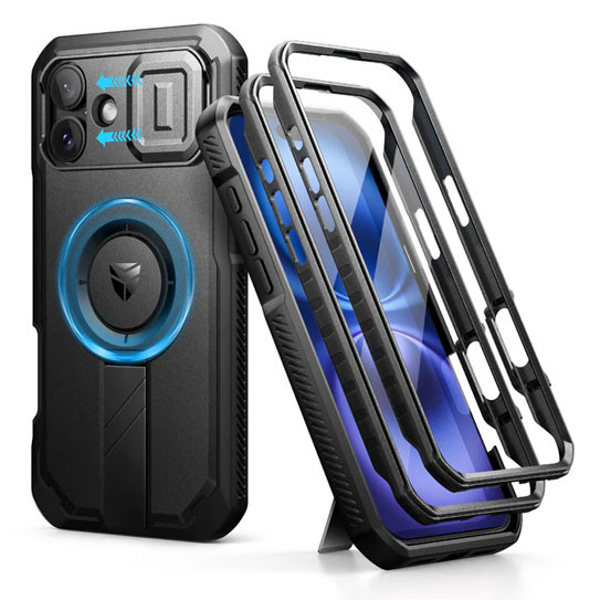 Dexnor Armor Shield MagSafe Case iPhone 16 Plus With Slide Camera Cover - Black