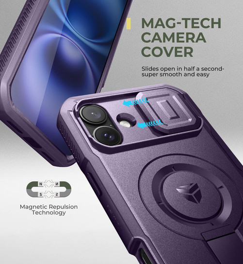 Shield MagSafe Case iPhone 16 Plus With Slide Camera Cover - Purple