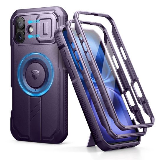 Shield MagSafe Case iPhone 16 With Slide Camera Cover - Purple