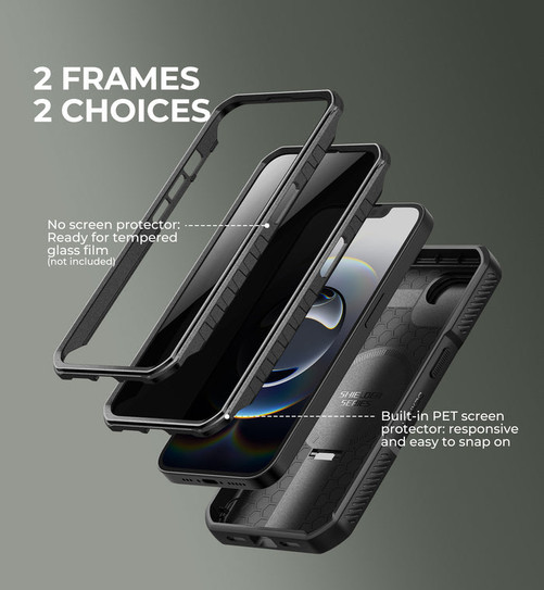 Dexnor Armor Shield MagSafe Case iPhone 16e With Slide Camera Cover - Black